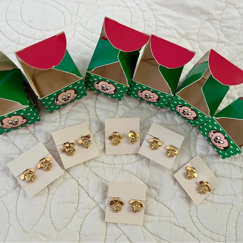 NIB vintage 1990 Avon Mickey Mouse clip on earrings set of 6 pairs party favors